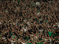 Panathinaikos fans at the Panathenaic Stadium during the Pavlos Giannakopoulos friendly basketball tournament in Athens, Greece, on Septembe...