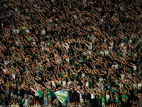 Panathinaikos fans at the Panathenaic Stadium during the Pavlos Giannakopoulos friendly basketball tournament in Athens, Greece, on Septembe...