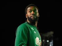 Panathinaikos player Mathias Lessort warms up before the game between Panathinaikos and Partizan for the Pavlos Giannakopoulos friendly bask...