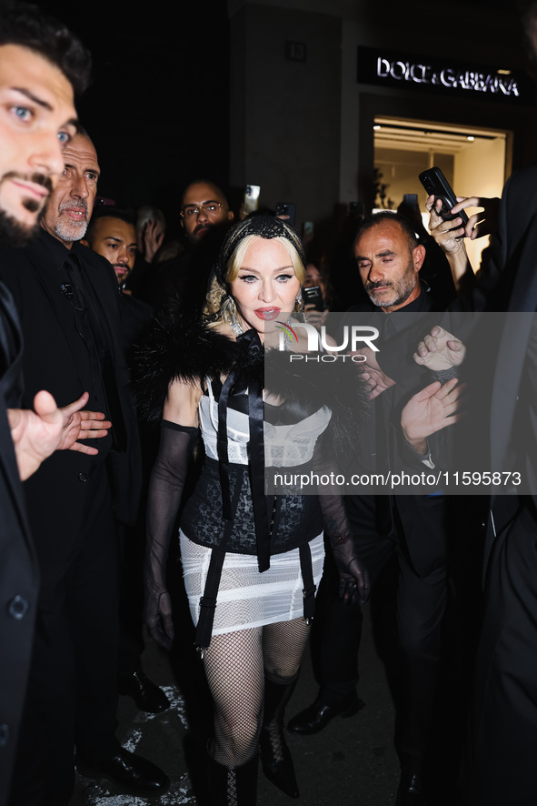 Madonna attends the Dolce & Gabbana afterparty during the Milan Womenswear Spring/Summer 2025 in Milan, Italy, on September 22, 2024 