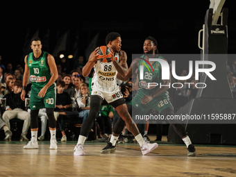 Snapshot from the game between Panathinaikos and Partizan Belgrade for the Pavlos Giannakopoulos friendly basketball tournament at the Panat...