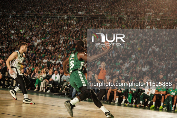 Snapshot from the game between Panathinaikos and Partizan Belgrade for the Pavlos Giannakopoulos friendly basketball tournament at the Panat...