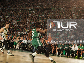 Snapshot from the game between Panathinaikos and Partizan Belgrade for the Pavlos Giannakopoulos friendly basketball tournament at the Panat...