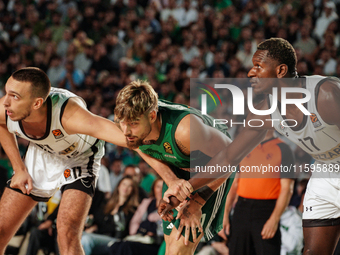 Snapshot from the game between Panathinaikos and Partizan Belgrade for the Pavlos Giannakopoulos friendly basketball tournament at the Panat...