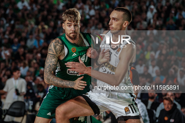 Snapshot from the game between Panathinaikos and Partizan Belgrade for the Pavlos Giannakopoulos friendly basketball tournament at the Panat...