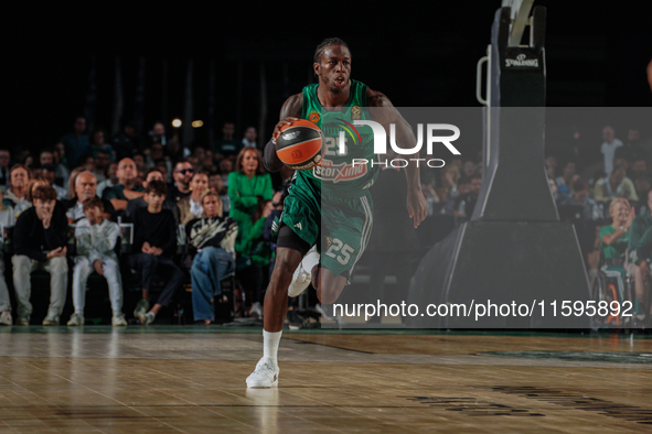 Snapshot from the game between Panathinaikos and Partizan Belgrade for the Pavlos Giannakopoulos friendly basketball tournament at the Panat...