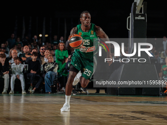 Snapshot from the game between Panathinaikos and Partizan Belgrade for the Pavlos Giannakopoulos friendly basketball tournament at the Panat...