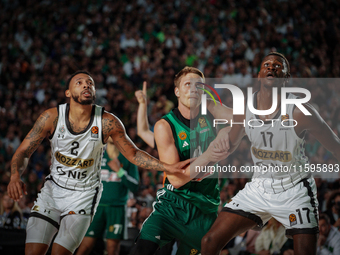 Snapshot from the game between Panathinaikos and Partizan Belgrade for the Pavlos Giannakopoulos friendly basketball tournament at the Panat...