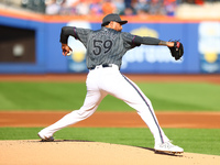 New York Mets starting pitcher Sean Manaea #59 throws during the first inning of the baseball game against the Philadelphia Phillies at Citi...