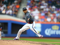 New York Mets relief pitcher Edwin Diaz #39 throws during the eighth inning of the baseball game against the Philadelphia Phillies at Citi F...