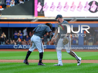 The New York Mets celebrate their 6-2 win in the baseball game against the Philadelphia Phillies at Citi Field in Corona, N.Y., on September...