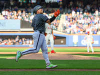 Francisco Alvarez #4 of the New York Mets homers during the second inning of the baseball game against the Philadelphia Phillies at Citi Fie...