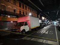 Police investigate the crime scene where a 26-year-old man is shot in the Highland Park section of Brooklyn, New York, United States, on Sep...