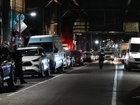 Police investigate the crime scene where a 26-year-old man is shot in the Highland Park section of Brooklyn, New York, United States, on Sep...