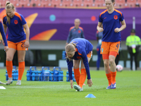 Some players of the Netherlands warm up during the FIFA U-20 Women's World Cup Colombia 2024 third-place match between the Netherlands and t...