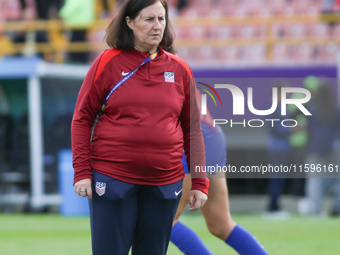 Tracey Kevins coaches the United States during the FIFA U-20 Women's World Cup Colombia 2024 third-place match between the Netherlands and t...