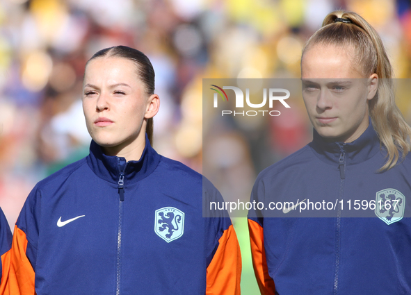 Kealyn Manou Sigrid Thomas and Ilse Anne Wil Kemper of the Netherlands during the FIFA U-20 Women's World Cup Colombia 2024 third-place matc...