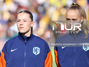 Kealyn Manou Sigrid Thomas and Ilse Anne Wil Kemper of the Netherlands during the FIFA U-20 Women's World Cup Colombia 2024 third-place matc...