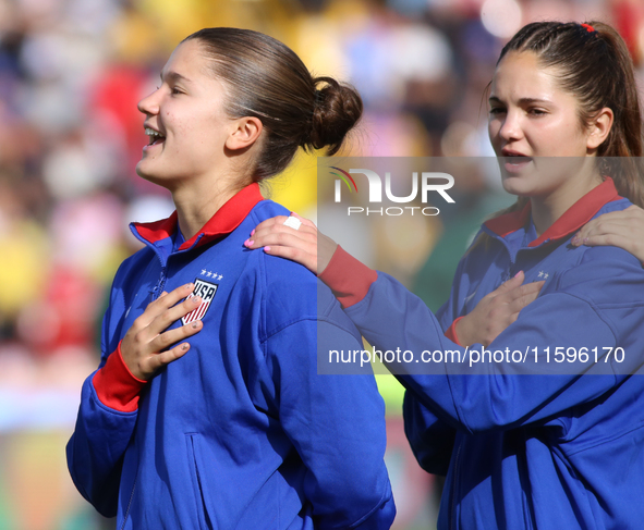 Riley Jackson and Pietra Tordin of the United States during the FIFA U-20 Women's World Cup Colombia 2024 third-place match between the Neth...