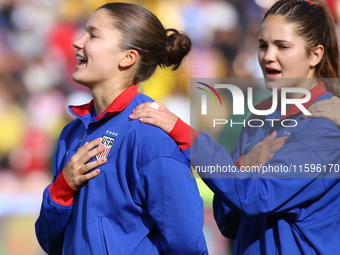 Riley Jackson and Pietra Tordin of the United States during the FIFA U-20 Women's World Cup Colombia 2024 third-place match between the Neth...