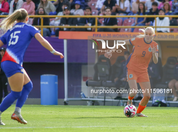 Bo van Egmond of the Netherlands controls the ball during the FIFA U-20 Women's World Cup third-place match between the Netherlands and the...