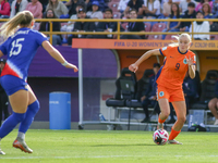 Bo van Egmond of the Netherlands controls the ball during the FIFA U-20 Women's World Cup third-place match between the Netherlands and the...