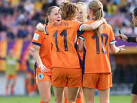 Players of the Netherlands celebrate a goal during the FIFA U-20 Women's World Cup Colombia 2024 third-place match between the Netherlands a...