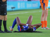 Jordynn Dudley of the United States is taken off on a stretcher during the FIFA U-20 Women's World Cup Colombia 2024 third-place match betwe...