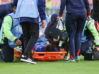 Jordynn Dudley of the United States is taken off on a stretcher during the FIFA U-20 Women's World Cup Colombia 2024 third-place match betwe...