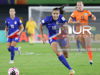 Yuna McCormack of the United States controls the ball during the FIFA U-20 Women's World Cup Colombia 2024 third-place match between the Net...