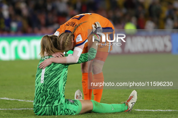 Emma Eliza Frijns and Femke Liefting of the Netherlands during the FIFA U-20 Women's World Cup third-place match between the Netherlands and...