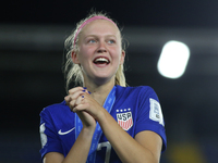 Maddie Dahlien of the United States celebrates victory during the FIFA U-20 Women's World Cup Colombia 2024 third-place match between the Ne...