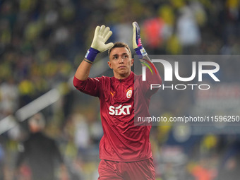 Fernando Muslera of Galatasaray  gestures during the Turkey Süper Ligue Round 5 between Fenerbahçe SK vs Galatasaray S.K., on September 21,...