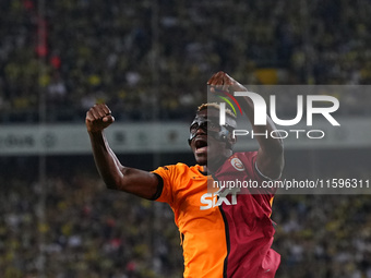 Victor Osimhen of Galatasaray  celebrate during the Turkey Süper Ligue Round 5 between Fenerbahçe SK vs Galatasaray S.K., on September 21, 2...