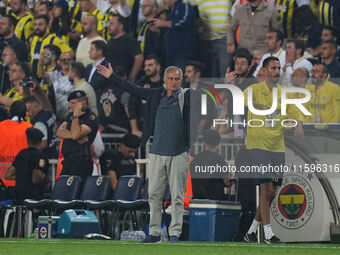 José Mourinho of Fenerbahce  gestures during the Turkey Süper Ligue Round 5 between Fenerbahçe SK vs Galatasaray S.K., on September 21, 2024...