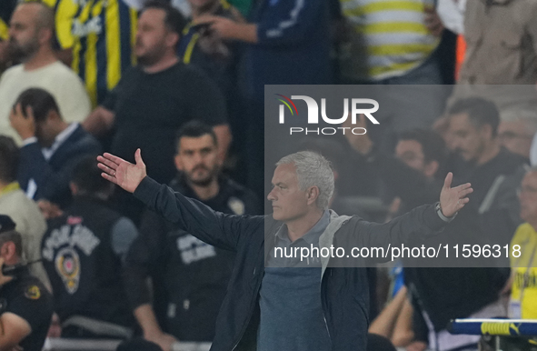 José Mourinho of Fenerbahce  gestures during the Turkey Süper Ligue Round 5 between Fenerbahçe SK vs Galatasaray S.K., on September 21, 2024...