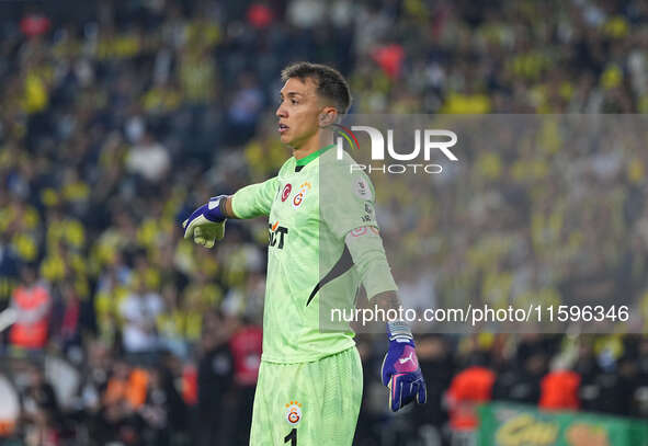 Fernando Muslera of Galatasaray  gestures during the Turkey Süper Ligue Round 5 between Fenerbahçe SK vs Galatasaray S.K., on September 21,...