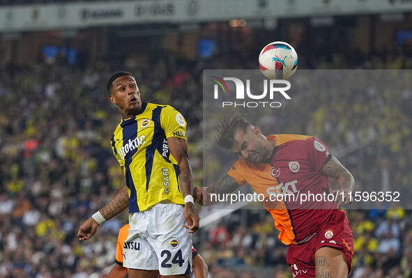 Jayden Oosterwolde of Fenerbahce  heads during the Turkey Süper Ligue Round 5 between Fenerbahçe SK vs Galatasaray S.K., on September 21, 20...