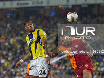 Jayden Oosterwolde of Fenerbahce  heads during the Turkey Süper Ligue Round 5 between Fenerbahçe SK vs Galatasaray S.K., on September 21, 20...