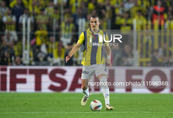 Çağlar Söyüncü of Fenerbahce  controls the ball during the Turkey Süper Ligue Round 5 between Fenerbahçe SK vs Galatasaray S.K., on Septembe...