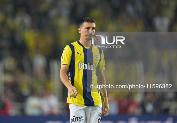 Mert Hakan Yandaş of Fenerbahce  looks on during the Turkey Süper Ligue Round 5 between Fenerbahçe SK vs Galatasaray S.K., on September 21,...