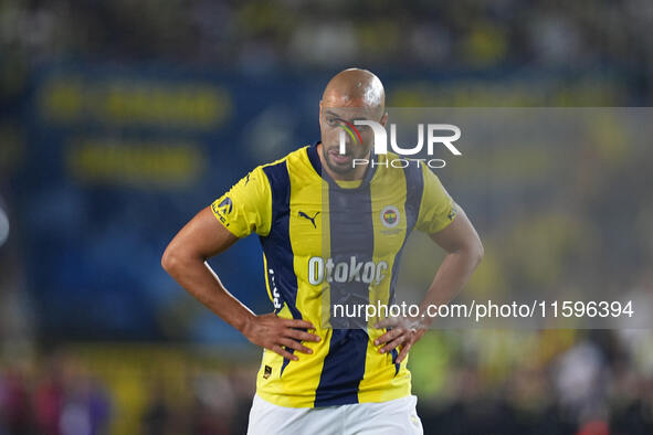 Sofyan Amrabat of Fenerbahce  looks on during the Turkey Süper Ligue Round 5 between Fenerbahçe SK vs Galatasaray S.K., on September 21, 202...