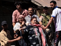 Kashmiri Pandit woman and Independent candidate for Sopore Assembly Constituency, Aarti Nehru campaigns in Sopore, Jammu and Kashmir, India,...