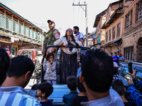 Kashmiri Pandit woman and Independent candidate for Sopore Assembly Constituency, Aarti Nehru campaigns in Sopore, Jammu and Kashmir, India,...