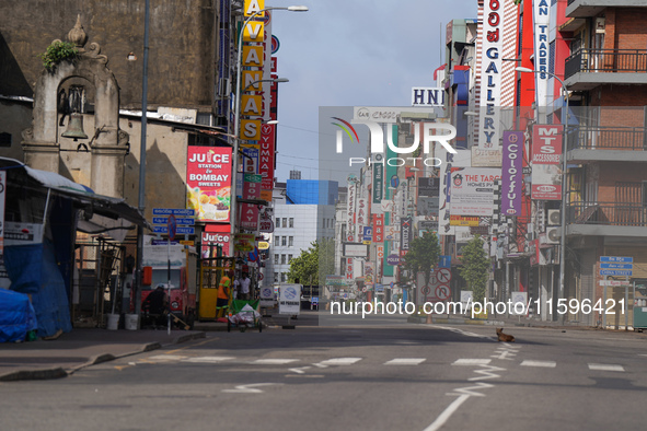 Empty streets in Colombo, Sri Lanka, on September 22, 2024. A curfew is imposed in Sri Lanka amid the counting of votes in the presidential...