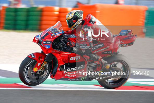 Francesco Bagnaia (Ita-Ducati Lenovo Team) participates in the Gran Premio Pramac dell'Emilia Romagna Warm UP session MotoGP on Saturday, Mo...