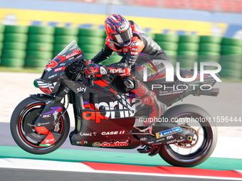 Maverick Vinales (Spa-Aprilia Racing) participates in the Gran Premio Pramac dell'Emilia Romagna Warm UP session MotoGP on Saturday, MotoGP...