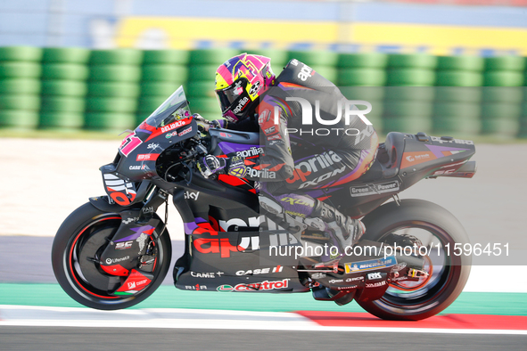 Aleix Espargaro (Spa-Aprilia Racing) participates in the Gran Premio Pramac dell'Emilia Romagna Warm UP session MotoGP on Saturday, MotoGP o...