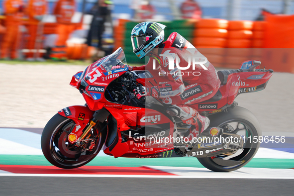 Enea Bastianini (Ita-Ducati Lenovo Team) participates in the Gran Premio Pramac dell'Emilia Romagna Warm UP session MotoGP on Saturday, Moto...