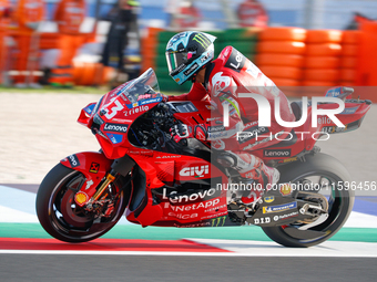 Enea Bastianini (Ita-Ducati Lenovo Team) participates in the Gran Premio Pramac dell'Emilia Romagna Warm UP session MotoGP on Saturday, Moto...